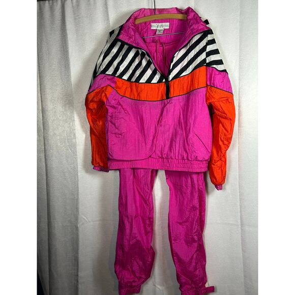 One Resource Vintage 2-Piece Tracksuit Neon Pink & Zebra Print Gorgeous Size M/L - Picture 2 of 9
